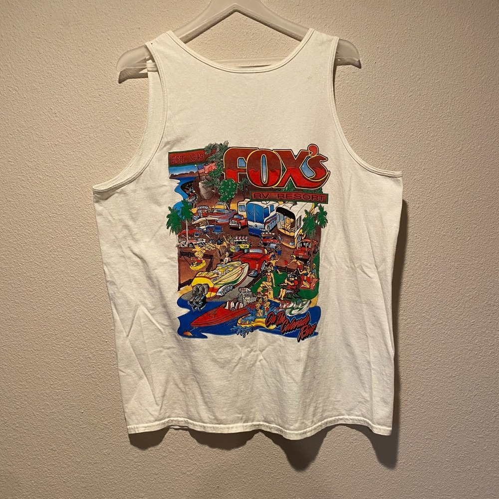 Fox's RV Resort Tank Top XL Gildan Ultra Cotton Vintage